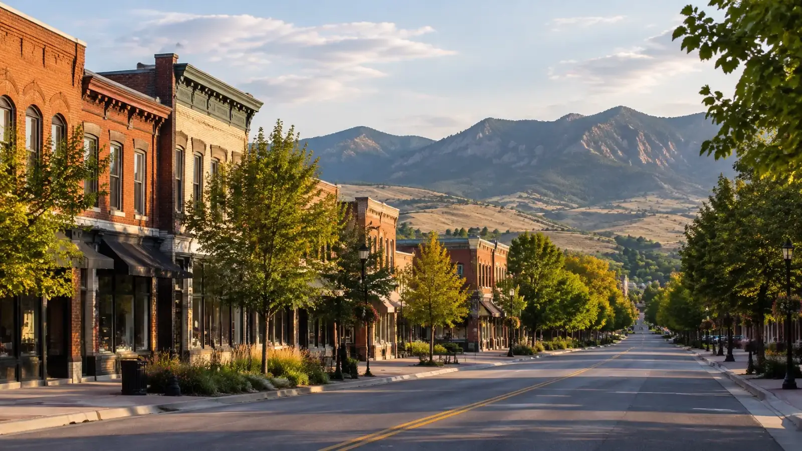 Historic Lafayette street opening toward the Colorado foothills
